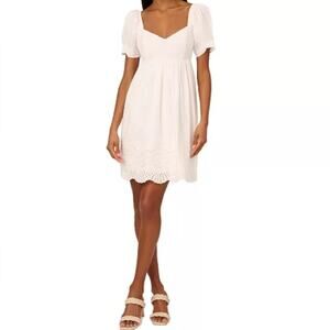 Adrianna by Adrianna Papell Women's Eyelet Puff-Sleeve Fit & Flare Dress Sz 2